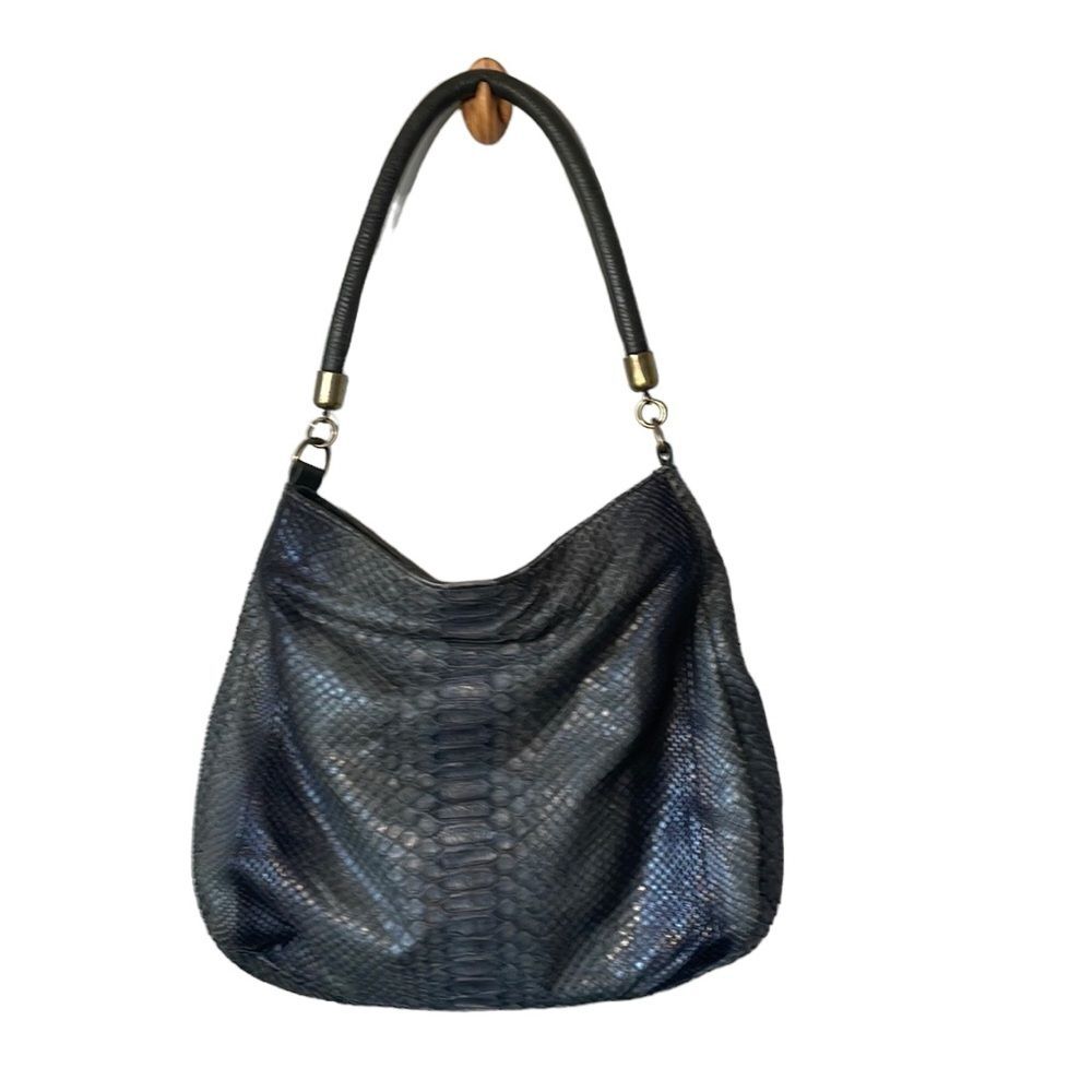 Vintage Jalda PYTHON snakeskin shoulder bag. Snake Python Gray Silver